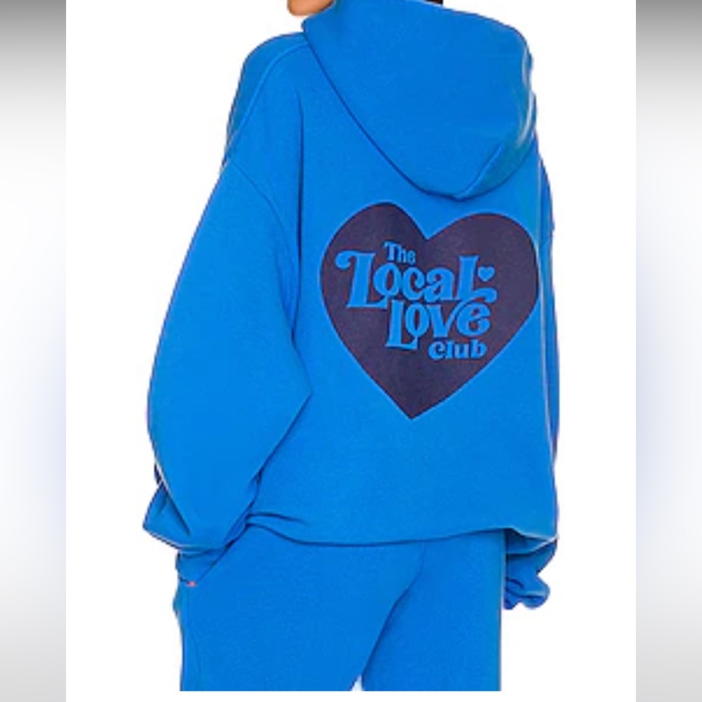 LOCAL LOVE CLUB Thank You Hoodie in Deep Blue